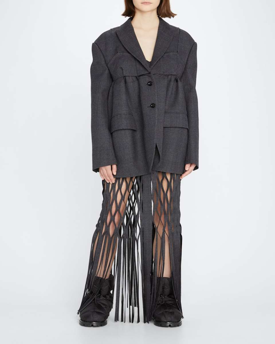 Laser Cutout Wool Skirt